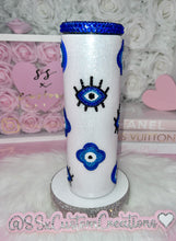 Load image into Gallery viewer, ππ§Ώ Blue-Toned Rhinestone Evil Eye Tumbler π§Ώπ