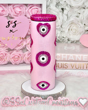 Load image into Gallery viewer, *RTS* 20oz SS Pink Toned Rhinestone evil eye Tumbler