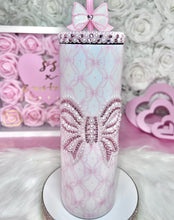 Load image into Gallery viewer, 🎀Pink Rhinestone and Pearl Bow tumbler🎀