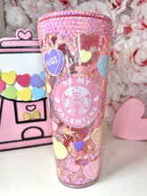 Load image into Gallery viewer, 🩷Conversation Hearts drip SnowGlobe Tumbler🩷