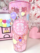 Load image into Gallery viewer, 🩷Conversation Hearts drip SnowGlobe Tumbler🩷