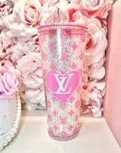 Load image into Gallery viewer, 24oz Rhinestone Filled L🩷V Tumbler