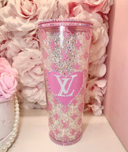 Load image into Gallery viewer, 24oz Rhinestone Filled L🩷V Tumbler