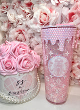 Load image into Gallery viewer, Opal Pink Rhinestone Drip Acrylic SnowGlobe Tumbler