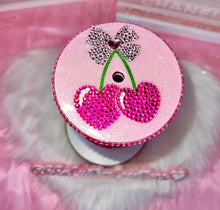 Load image into Gallery viewer, 24oz Acrylic Rhinestone Filled Heart Cherry and bow Tumbler π