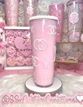 Load image into Gallery viewer, 24oz Acrylic , Pink liquid and Pearls Tumbler