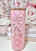 Load image into Gallery viewer, Clear Glass Snow-Globe Tumbler with Rhinestone Accents