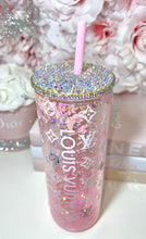 Load image into Gallery viewer, Clear Glass Snow-Globe Tumbler with Rhinestone Accents