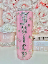 Load image into Gallery viewer, 20oz SS Glitter Pink Tumbler with LUXE crystal rhinestones.
