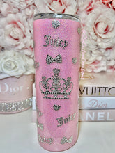 Load image into Gallery viewer, 20oz SS Glitter Pink Tumbler with LUXE crystal rhinestones.
