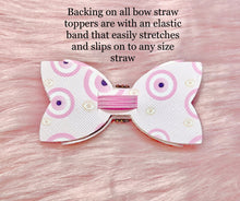 Load image into Gallery viewer, Pink Drip Bow straw topper