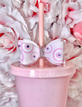 Load image into Gallery viewer, Pink Evil Eye Bow straw topper