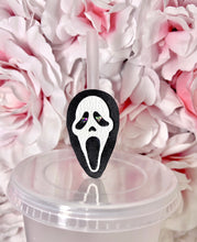 Load image into Gallery viewer, Ghost Face Black straw topper
