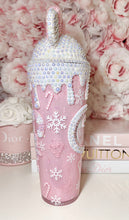 Load image into Gallery viewer, 24oz Acrylic Minnie Mouse lid ,Snow globe, WINTER girl/Candy Cane tumbler