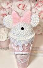 Load image into Gallery viewer, 24oz Acrylic Minnie Mouse lid ,Snow globe, WINTER girl/Candy Cane tumbler