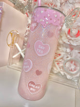 Load image into Gallery viewer, 20oz Stainless Steel Vday Pink drip /Pink hearts tumbler