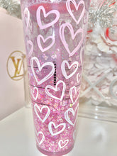 Load image into Gallery viewer, 24oz Acrylic ombré hearts tumbler