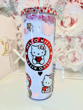 Load image into Gallery viewer, 24oz Acrylic HelloKitty VDAY SnowGlobe tumbler