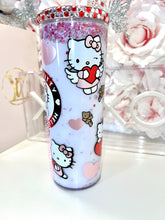 Load image into Gallery viewer, 24oz Acrylic HelloKitty VDAY SnowGlobe tumbler