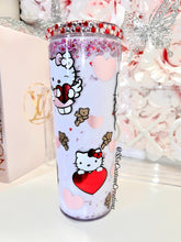 Load image into Gallery viewer, 24oz Acrylic HelloKitty VDAY SnowGlobe tumbler