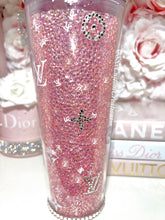 Load image into Gallery viewer, 24oz Acrylic Pink Jelly Rhinestone filled tumbler