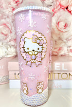 Load image into Gallery viewer, Winter H-Kitty Snowglobe Tumbler 24oz Acrylic