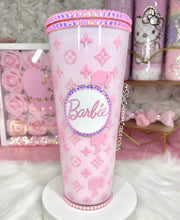 Load image into Gallery viewer, 24oz Acrylic, Pink SnowGlobe BARBIE tumbler