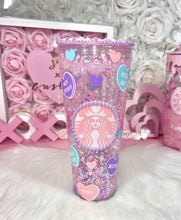 Load image into Gallery viewer, 24oz acrylic Pastel Hearts tumbler
