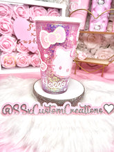 Load image into Gallery viewer, RTS. 16oz Acrylic H-Kitty SnowGlobe tumbler
