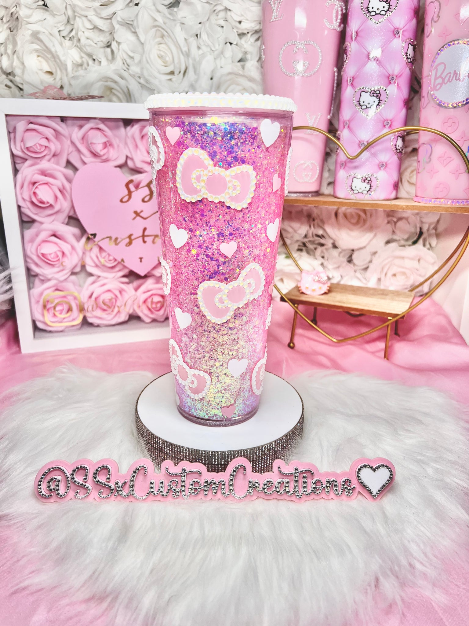 24oz Acrylic, Pink SnowGlobe BARBIE tumbler – SSxCustomCreations