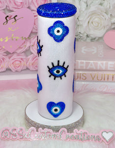 💙🧿 Blue-Toned Rhinestone Evil Eye Tumbler 🧿💙