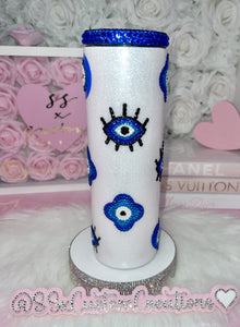💙🧿 Blue-Toned Rhinestone Evil Eye Tumbler 🧿💙