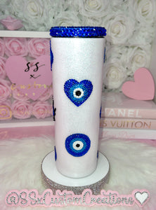 💙🧿 Blue-Toned Rhinestone Evil Eye Tumbler 🧿💙