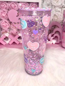 24oz acrylic Pastel Hearts tumbler