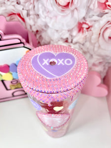 🩷Conversation Hearts drip SnowGlobe Tumbler🩷