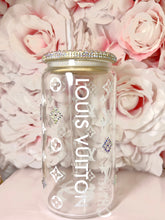 Load image into Gallery viewer, Clear/Frosted Glass Tumbler with Rhinestone accents
