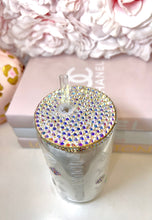 Load image into Gallery viewer, Clear/Frosted Glass Tumbler with Rhinestone accents
