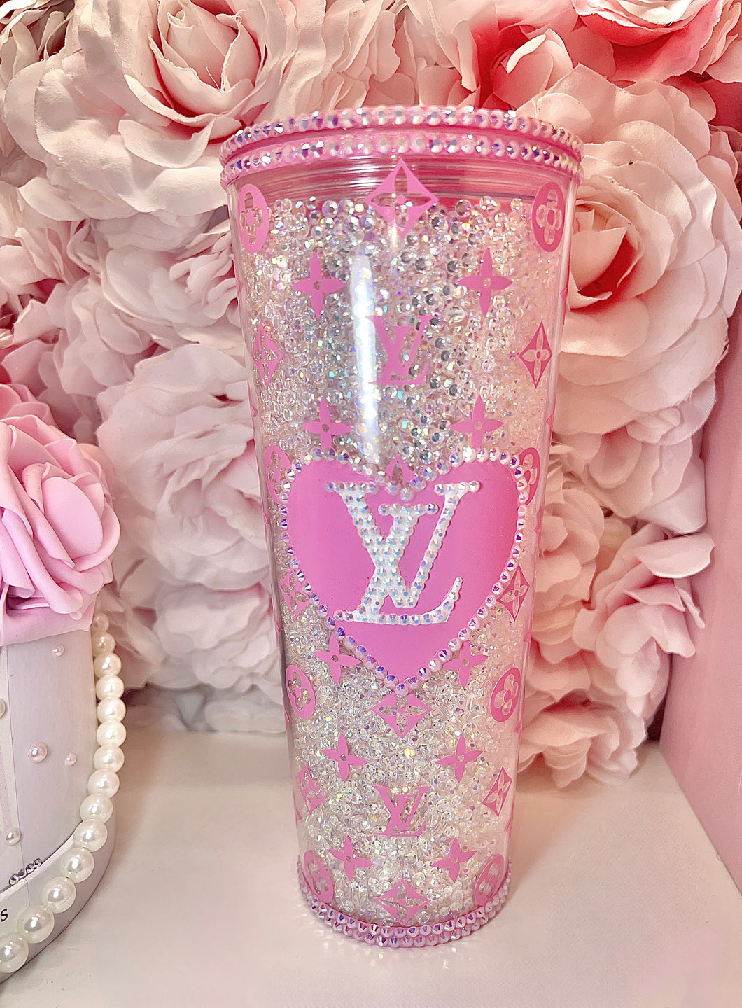 24oz Rhinestone Filled L🩷V Tumbler