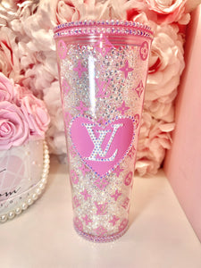 24oz Rhinestone Filled L🩷V Tumbler