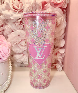 24oz Rhinestone Filled L🩷V Tumbler