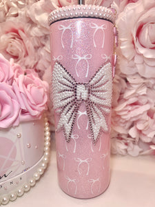 🎀 Pearl & Pink Rhinestone Tumbler🎀