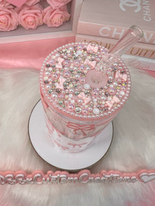 Glass Bow & Hearts Tumbler