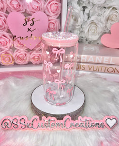 Glass Bow & Hearts Tumbler