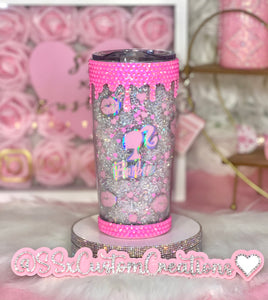 20oz *STAINLESS STEEL* Rhinestone filled with hearts tumbler