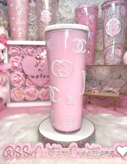 24oz Acrylic , rhinestone filled L.V. glitter Tumbler – SSxCustomCreations