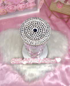 20oz SS BARBIE Tumbler Light Pink Base Rhinestone Hearts