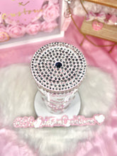 Load image into Gallery viewer, 20oz SS BARBIE Tumbler White Base rhinestone hearts
