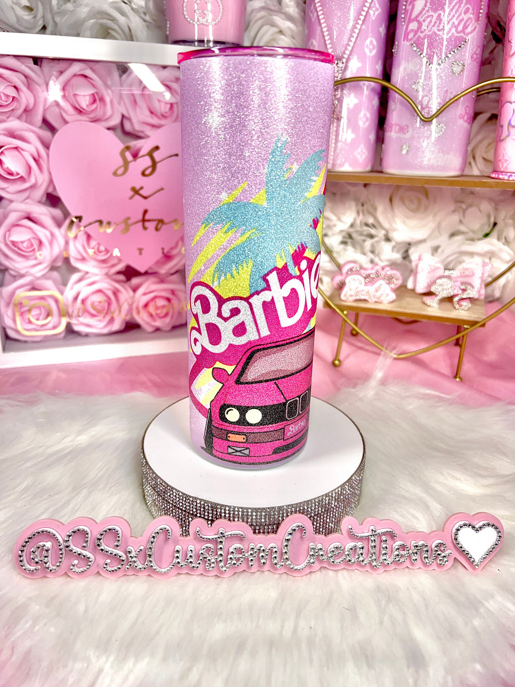 20oz SS Textured Glitter Barbie Tumbler