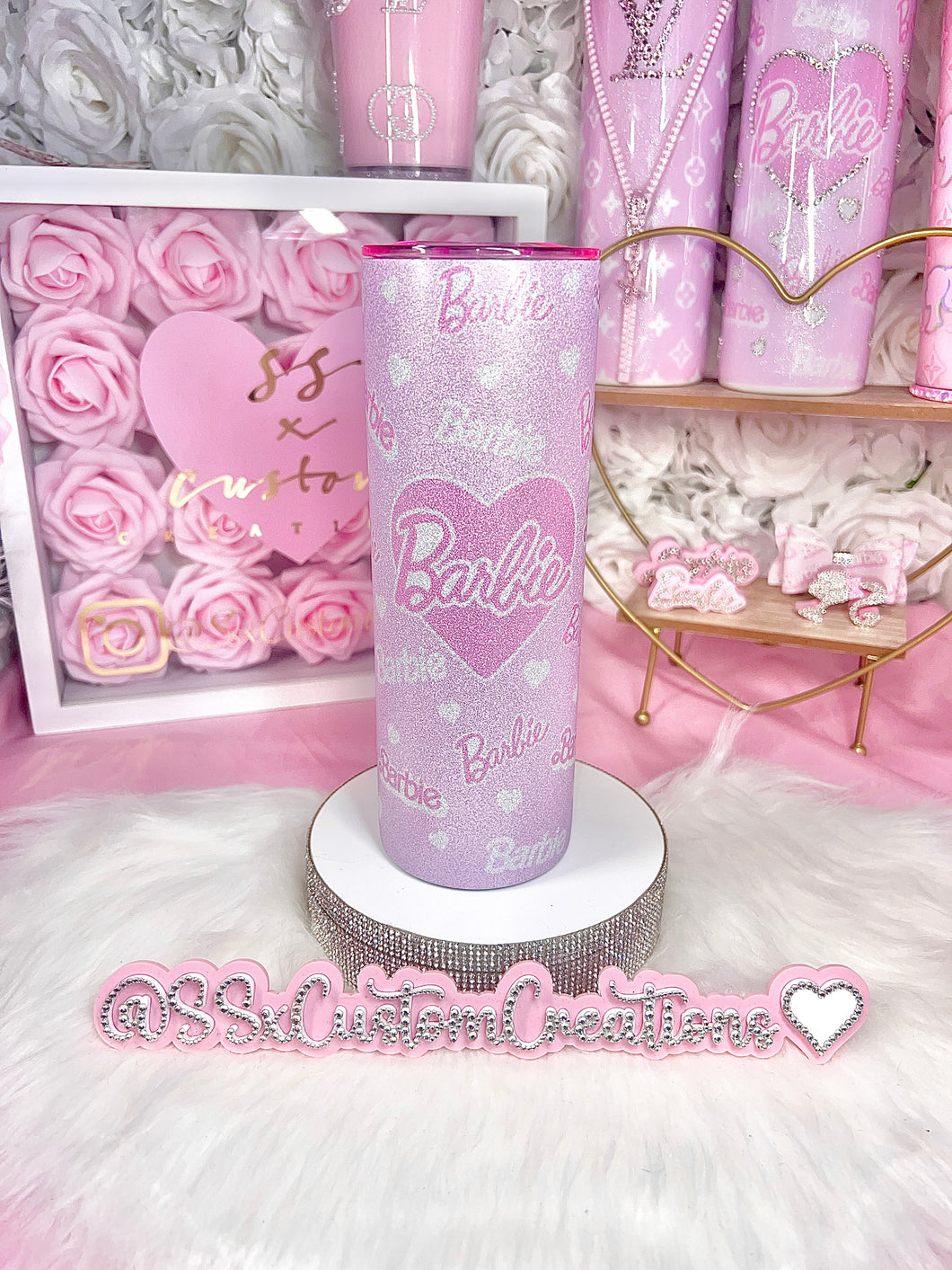 20oz SS Textured Glitter Barbie Tumbler