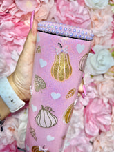 Load image into Gallery viewer, Gold Foil &amp; Pink glitter PEEK-A-BOO Fall Tumbler
